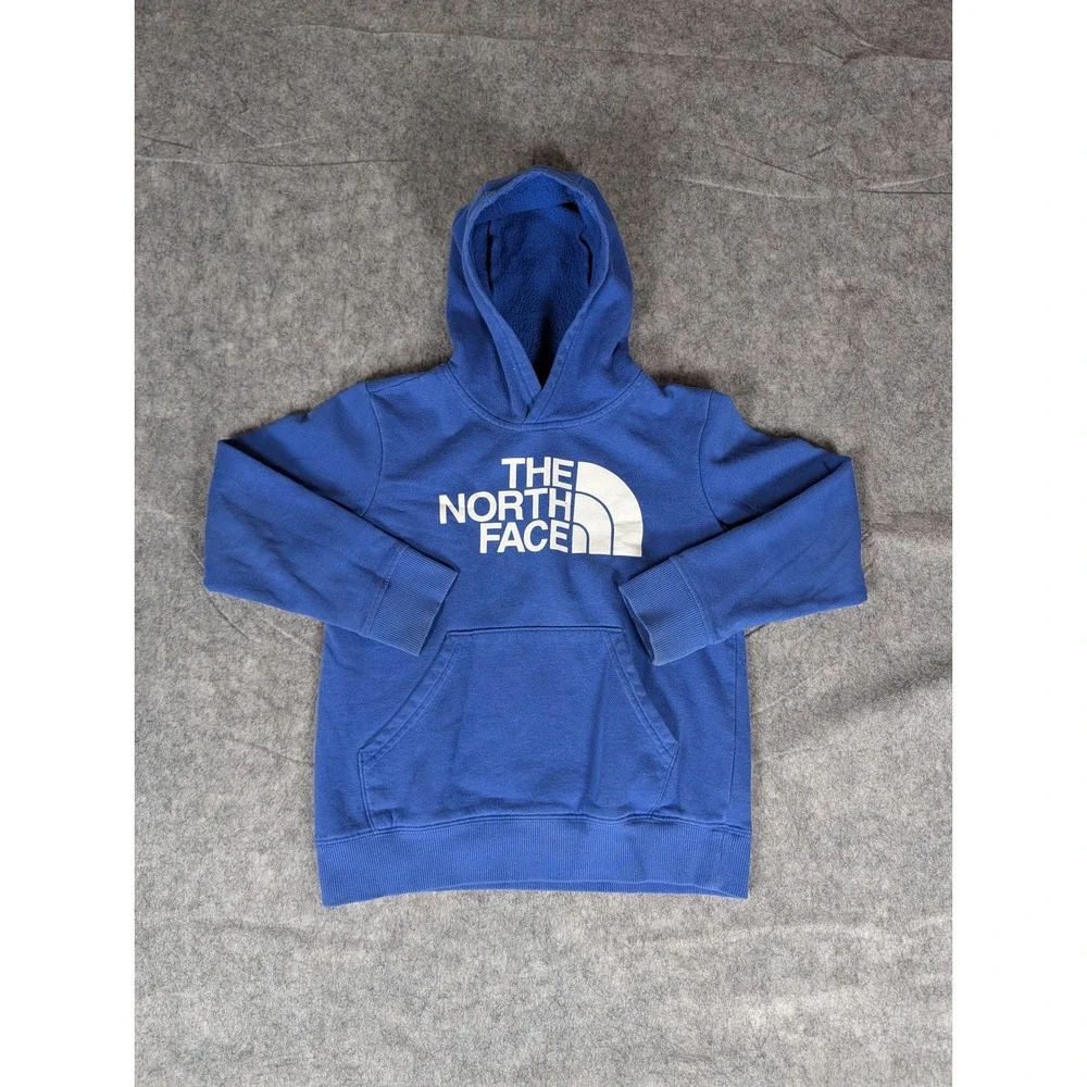 The North Face Kids Youth Blue Hoodie Pullover Logo Pocket Size S/P‎ 7/8